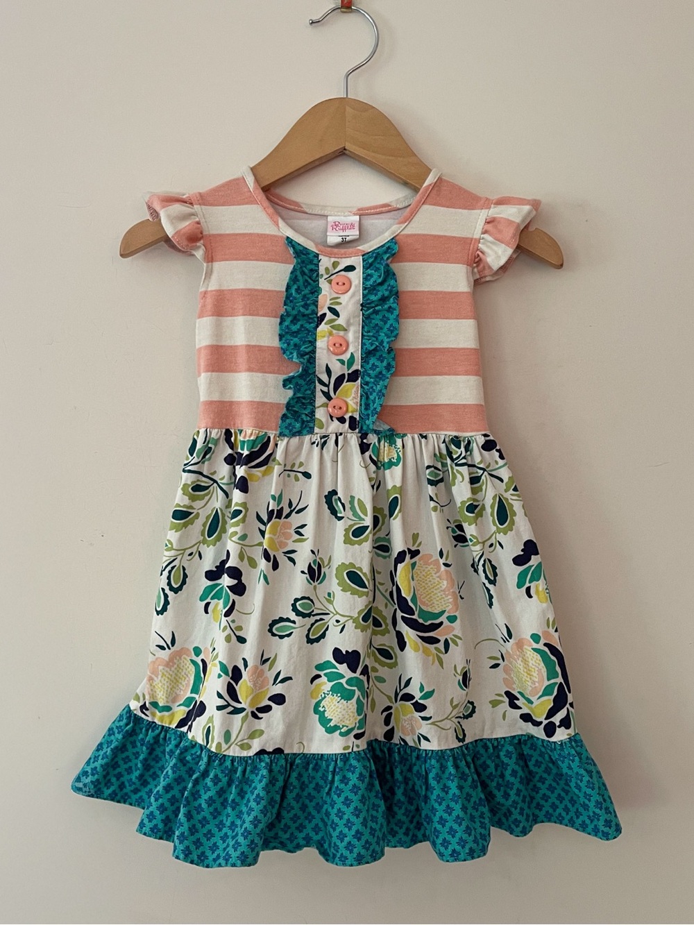 RICRAC & RUFFLES VGUC Mixd Prints Floral Ruffle Sleeve Cottagecore Dress